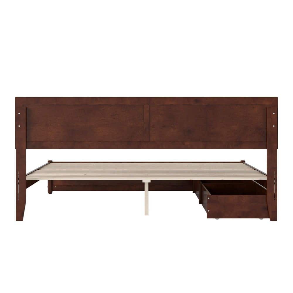 Lylah Dark Walnut King Platform Bed with Storage Drawers