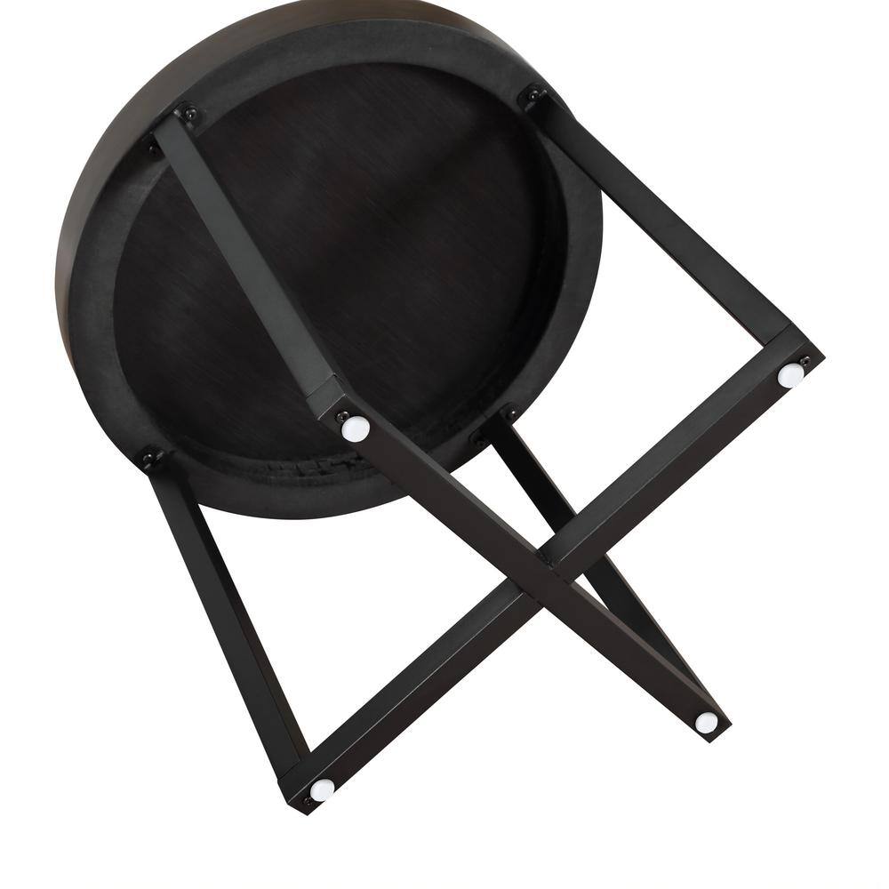 Yukon 24" Round Walnut Wood and Iron End Table