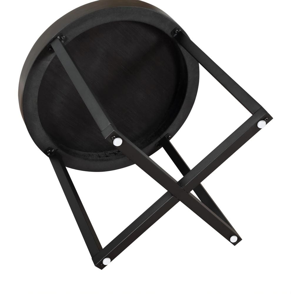 Yukon 24" Round Walnut Wood and Iron End Table