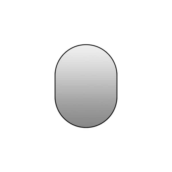 24 in. x 32 in. Black Aluminum Frame Capsule Bathroom Mirror, Vertical Wall Mount