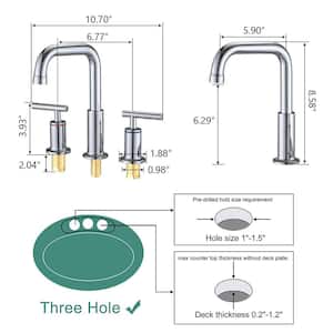 Alexa 360-Degree Swivel 8 in. Widespread Double Handle Bathroom Faucet with Pop-Up Drain in Chrome (1-Pack)