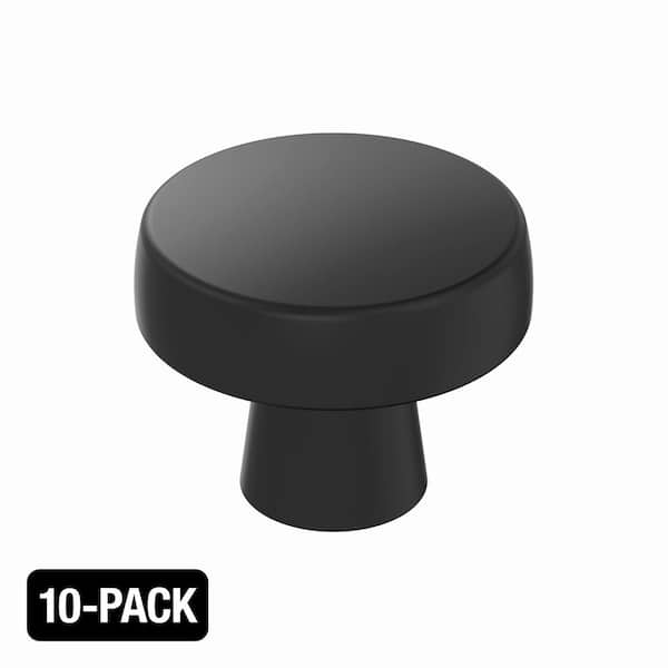 10-Pack Halston 1-5/16 in. (33mm) Classic Matte Black Round Cabinet Knobs