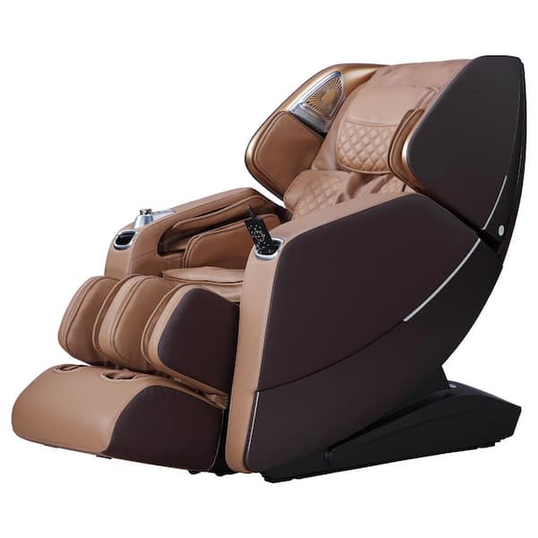 Furniture of America Itzel Brown Leatherette Massage Chair With SL-Track, Bluetooth, Zero Gravity, Heated