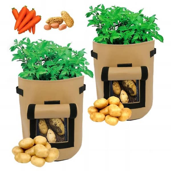7 gal. Black Brown Green Potato Grow Bags, Vented Waterproof Fabric Sweet Potato Pots, (3-pack)