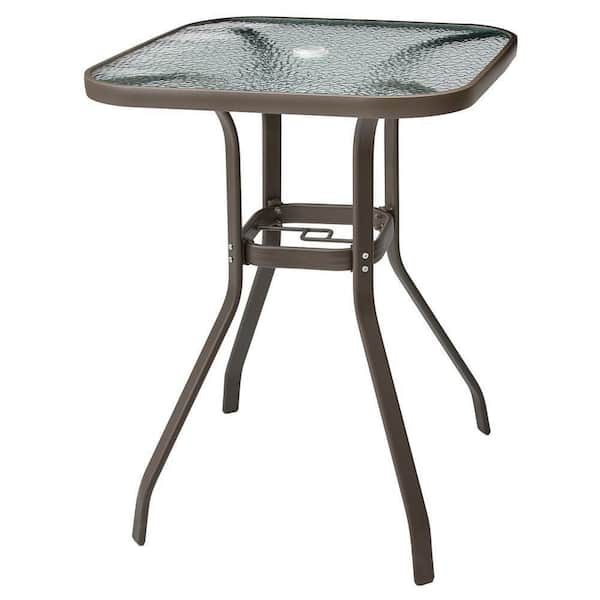 Crestlive Products Brown Square Hole Bistro CL-TB005BRN-N1 Depot Home Aluminum The - Umbrella with Outdoor Table