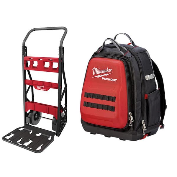 Milwaukee 20 in. W PACKOUT 2-Wheel Utility Tool Cart with 15 in. PACKOUT Backpack (2-Piece)
