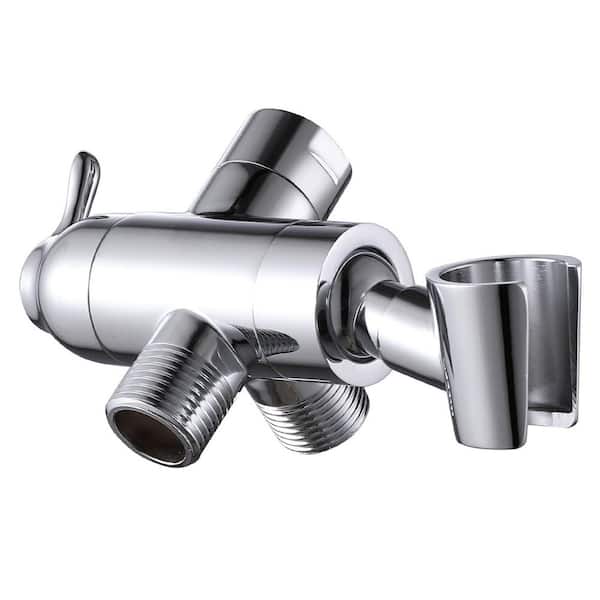 1-Piece Brass 3 Way Universal Shower Arm Diverter Included Holder in Polished Chrome, G 1/2 Shower Diverter Valve