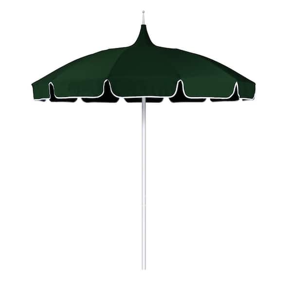California Umbrella 8.5 ft. Silver Aluminum Commercial Pagoda Market Patio Umbrella Fiberglass Ribs in Forest Green Sunbrella