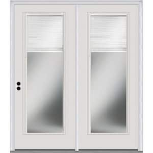 63 in. x 81.75 in. Clear Glass Internal Blinds Fiberglass Smooth Prehung Right Hand Full Lite Stationary Patio Door