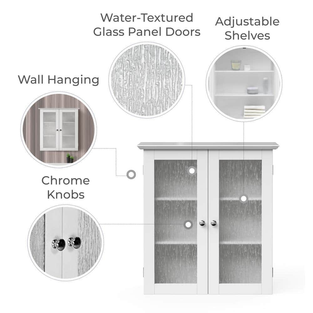 Connor Crisp White 2-Door Wall Cabinet with Textured Glass
