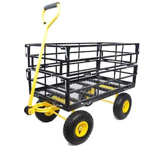 5.54 cu. ft. Metal Yellow Wagon Cart Garden Cart Trucks