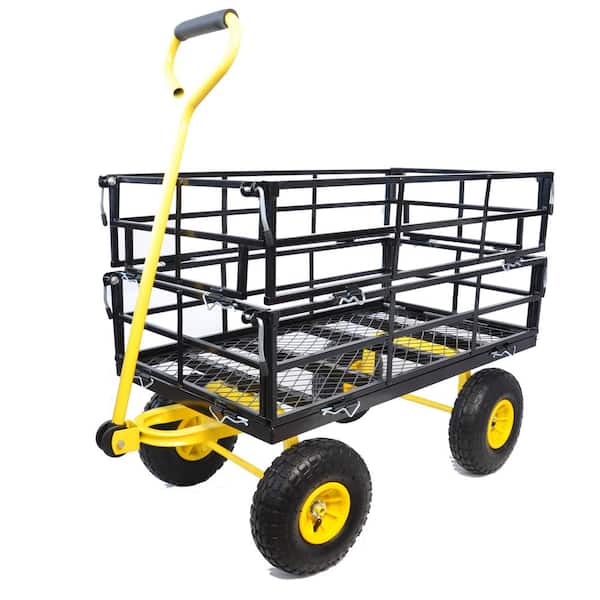 Boosicavelly 5.54 cu. ft. Metal Yellow Wagon Cart Garden Cart Trucks