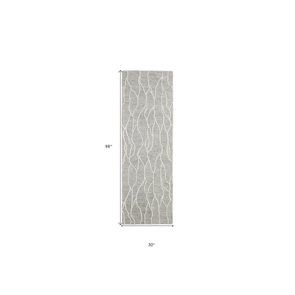 2 x 8 Taupe and Ivory Abstract Runner Rug