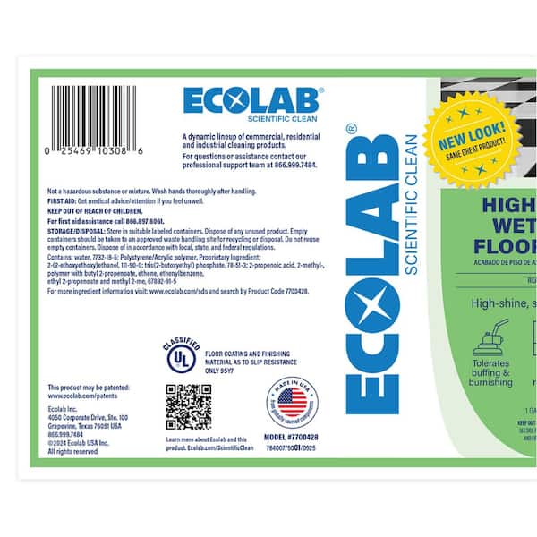 1 Gal. High Gloss Wet Look Floor Finish Protects and Restores Floor Shine, Use on Vinyl, Tile, Linoleum and Rubber