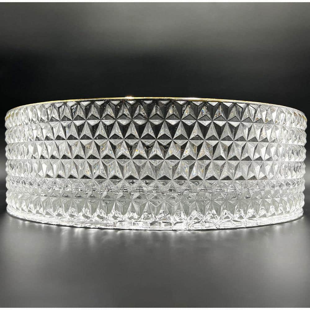 16" Clear and Gold Glass Circular Bathroom Vessel Sink