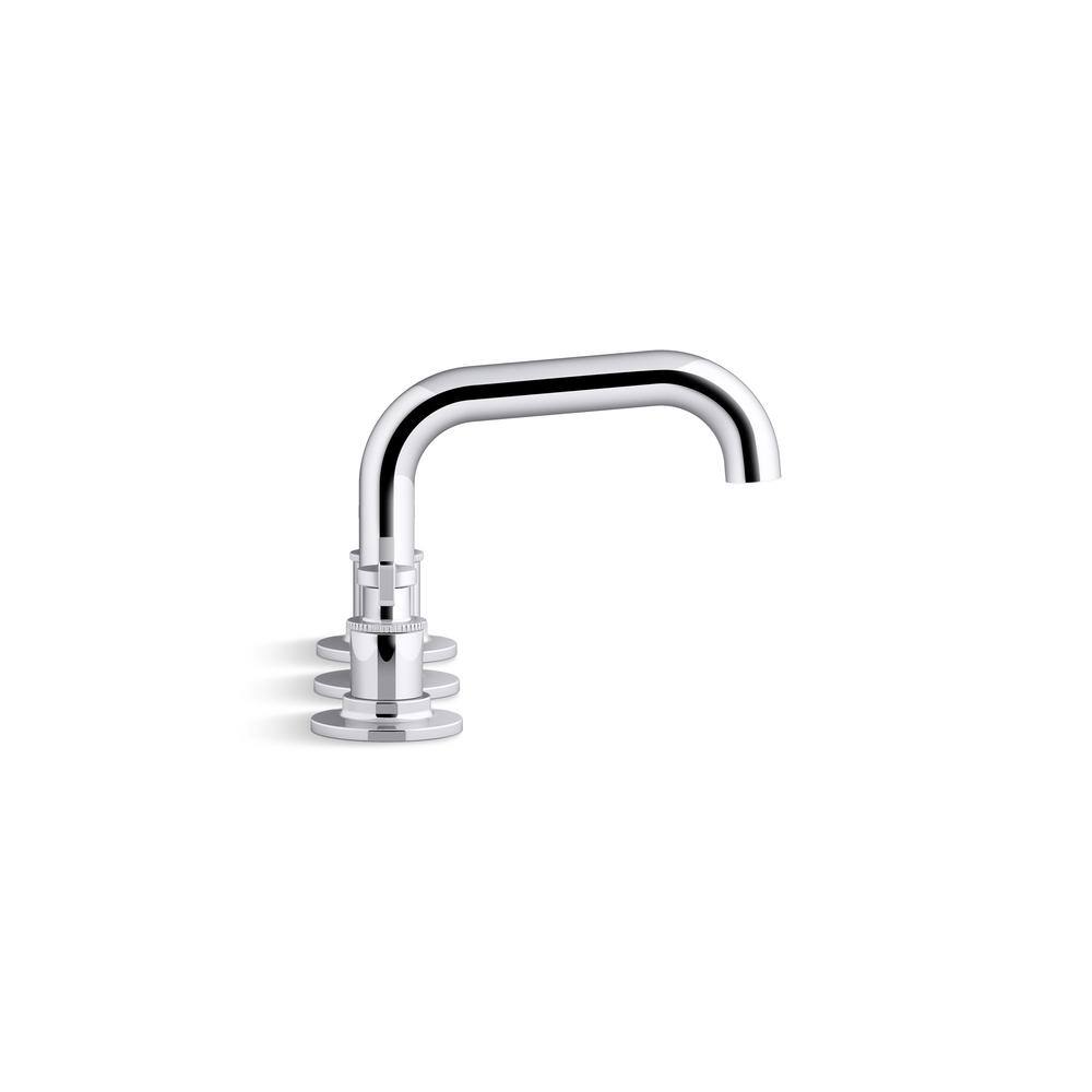Polished Chrome Widespread Bathroom Sink Faucet with Stamped Levers