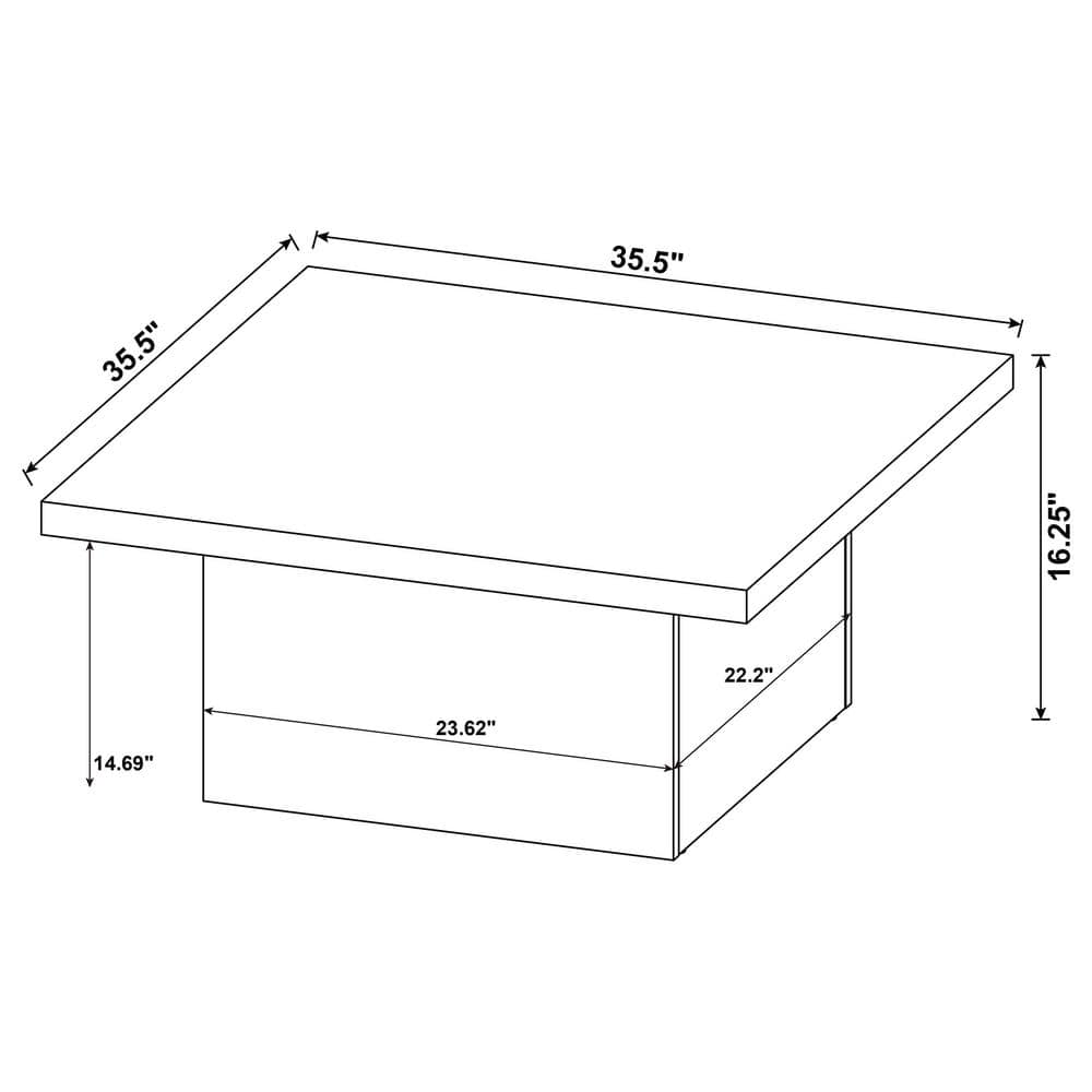 Mango Brown Square Wood Coffee Table with Block Base