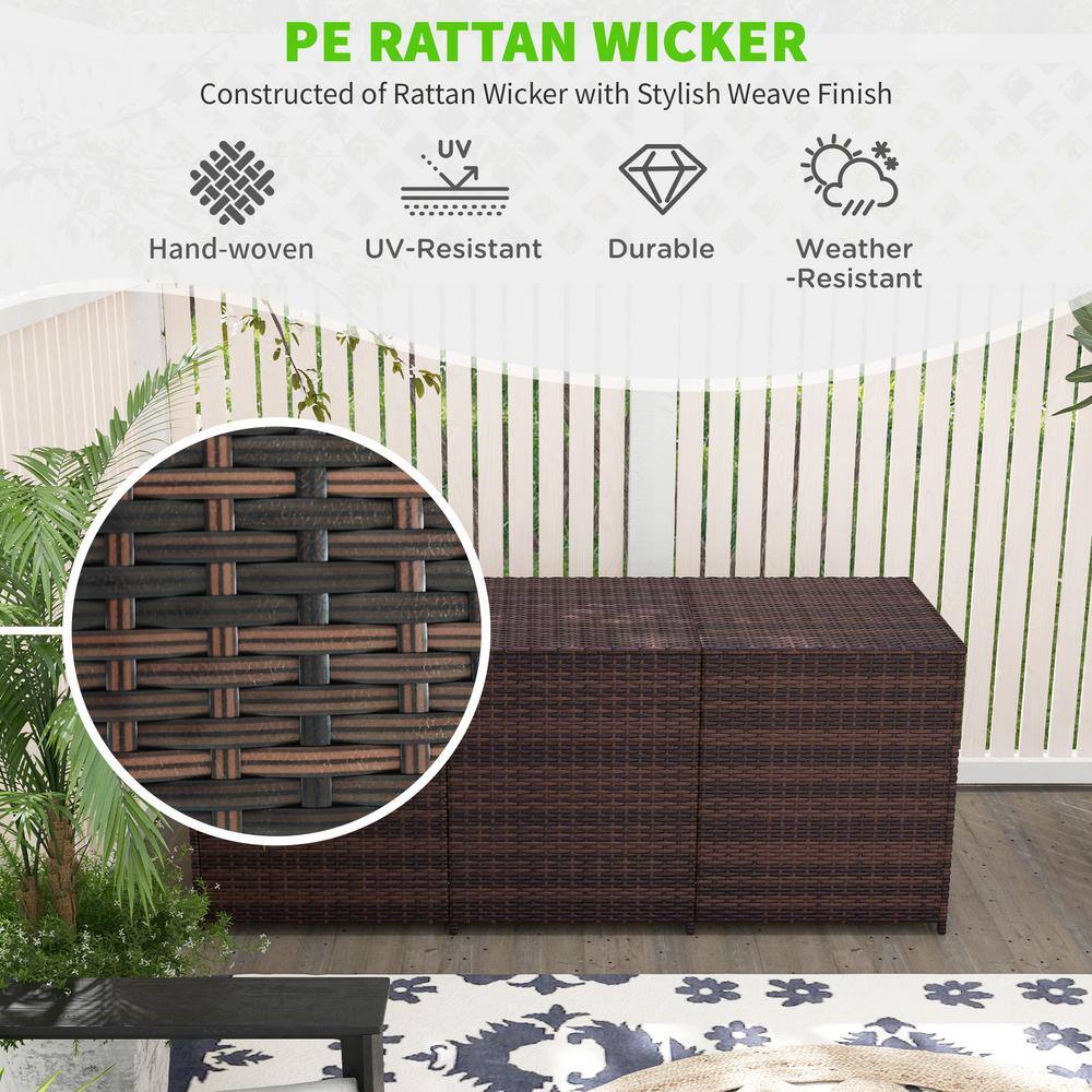 Mixed Brown Wicker and Plastic Outdoor Deck Box, 70.9"