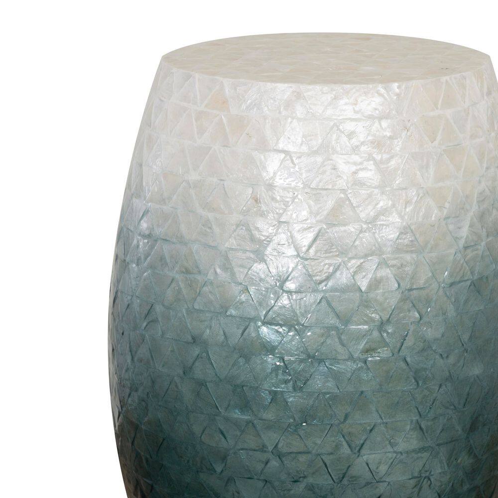 Jaynie 13.75 in. Ivory and Blue Drum Capiz Shell Accent End Table - thumbnail 2