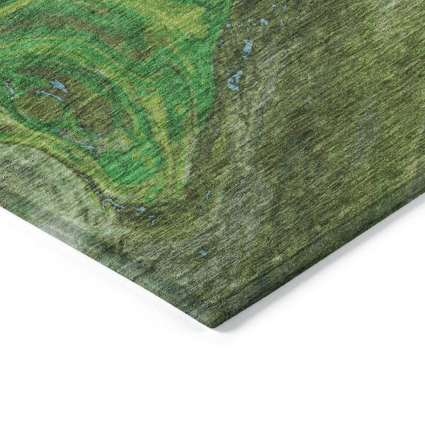 Chantille Machine Washable Indoor/Outdoor Abstract ACN1061 Green 8 ft. x 8 ft. Area Rug