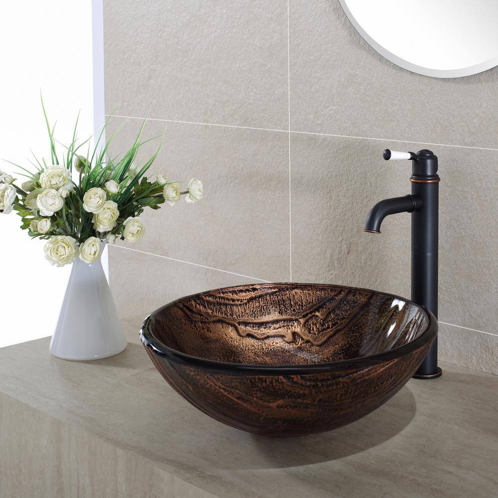 Gaia Copper-Brown Glass Circular Vessel Sink