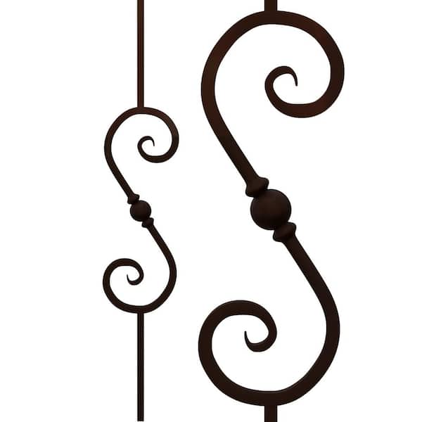 Stair Parts 44 in. x 5/8 in. Old World Copper Hammered Scroll Iron Baluster for Stair Remodel