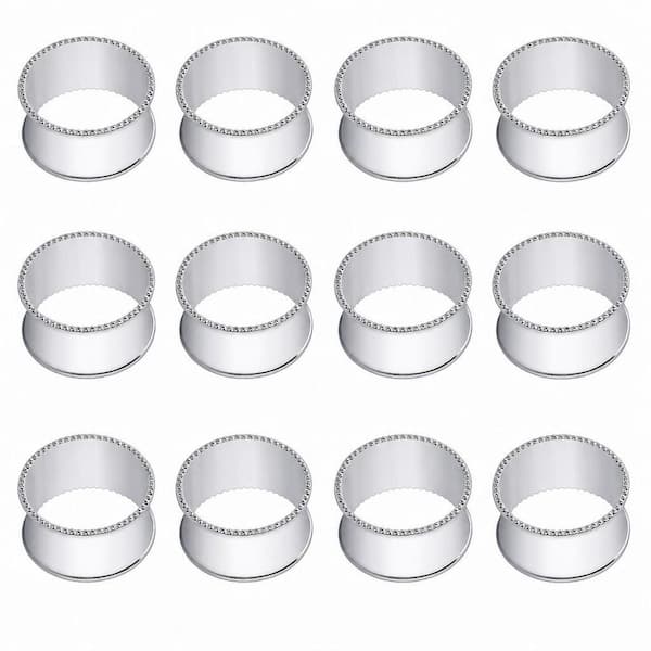 1.97 in. W x 1.97 in. H Stainless Steel Bead Napkin Rings in Metallics Silver for Table Decor (Set of 12)