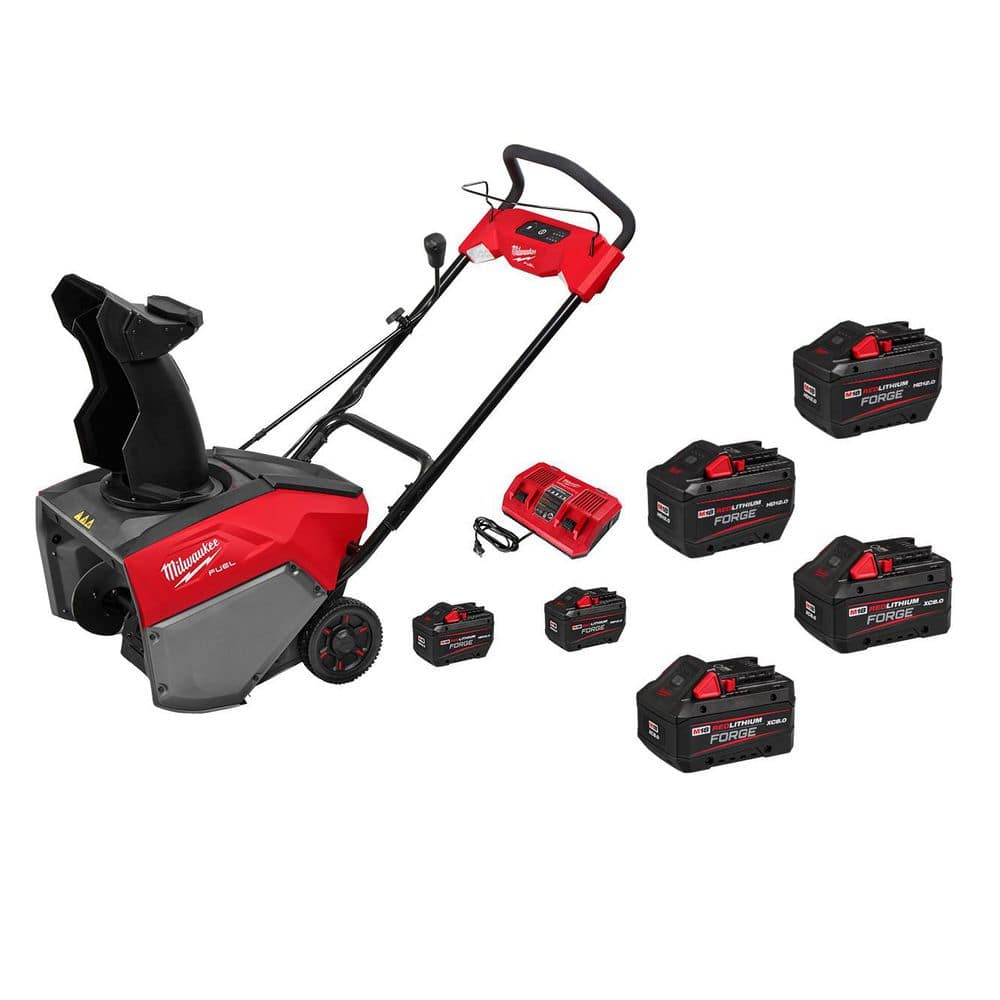 MILWAUKEE M18 FUEL 18V 21 in. Cordless Dual Battery Single Stage Snow Blower w/ (4) 12.0 Ah Batteries, (2) 8.0 Ah Battery, Charger (3036-22HD-48)