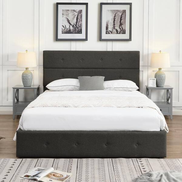 Wanda platform queen bed deals with storage footboard