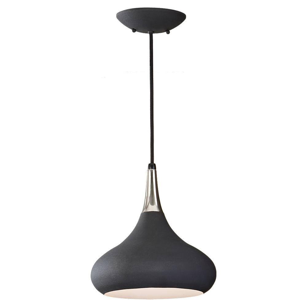 Belle Black and Silver Medium Pendant Light with Adjustable Height