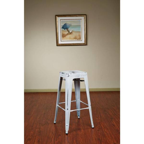 OSP Home Furnishings Bristow 30.25 in. Antique White Bar Stool (Set of 4)