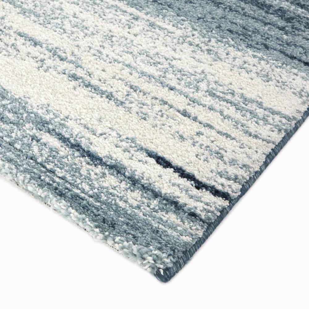Yelena Blue and White Synthetic Non-slip Rectangular Area Rug
