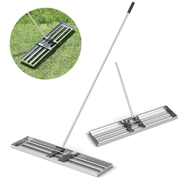 67 in. H x 42 in. W Steel Lawn Leveling Rake in Silver