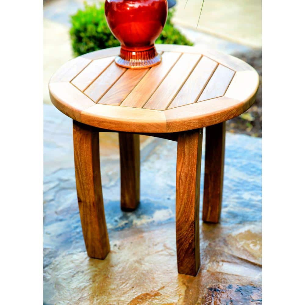 Jakarta 20" Round Teak Wood Outdoor Side Table
