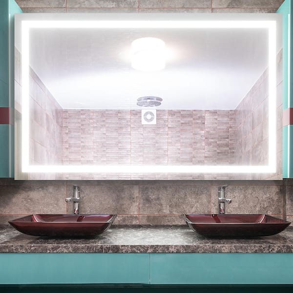 Andrea 40 in. W x 30 in. H Large Rectangular Frameless High Lumen LED Anti-Fog Dimmable Wall Mounted Bathroom Vanity Mirror