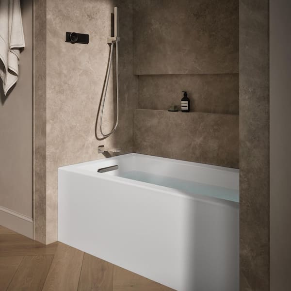 Underscore 60 in. x 32 in. Soaking Bathtub with Left-Hand Drain in White