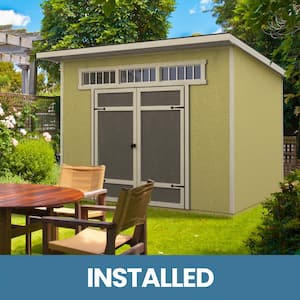 Professionally Installed Olympia 10 ft. W x 7.5 ft. D Modern Lean-To Wood Shed with Windows Black Shingle (75 sq. ft.)
