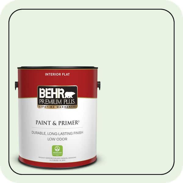 BEHR PREMIUM PLUS 1 gal. #450C-1 Dinner Mint Flat Low Odor Interior Paint & Primer
