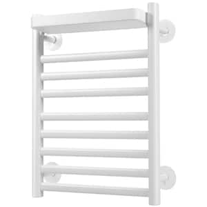 8 Bars Wall Mounted Towel Warmer Punch-free Heated Towel Rack w/Top Tray