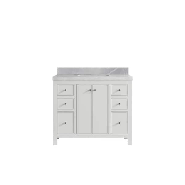 Willow Collections Chicago 42 in. Single Sink Freestanding White Bath Vanity with Pearl Gray Qt. Top Unassembled