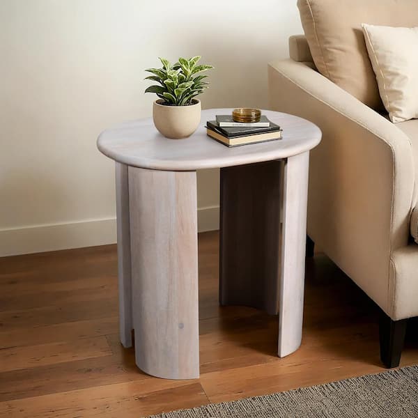 PRIMO INTERNATIONAL Bennett 24 in. White Wood Oval Side Table