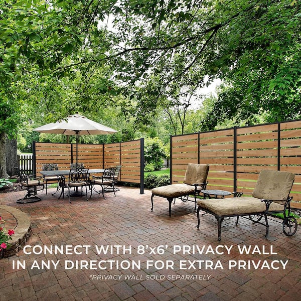 Backyard Discovery 6x8 Cedar Wood Flat Top Privacy Wall Kit with Aluminum Posts