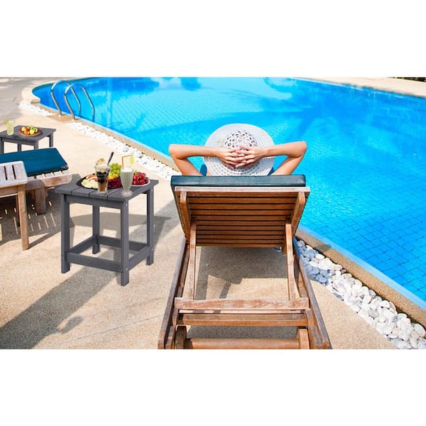 Unbranded Square Side Table Pool Composite Patio Table HDPE End Tables for Backyard Pool Indoor Companion PUZ93N