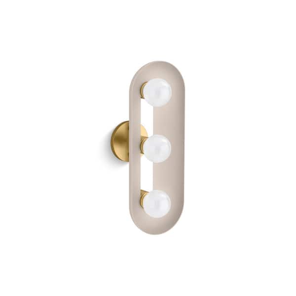 KOHLER Jabot 3-Light Biscuit Satin with Brushed Moderne Brass Wall Sconce