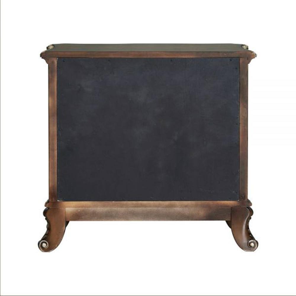 Devany Rich Cherry 3-Drawer Nightstand with Burl Wood Veneers