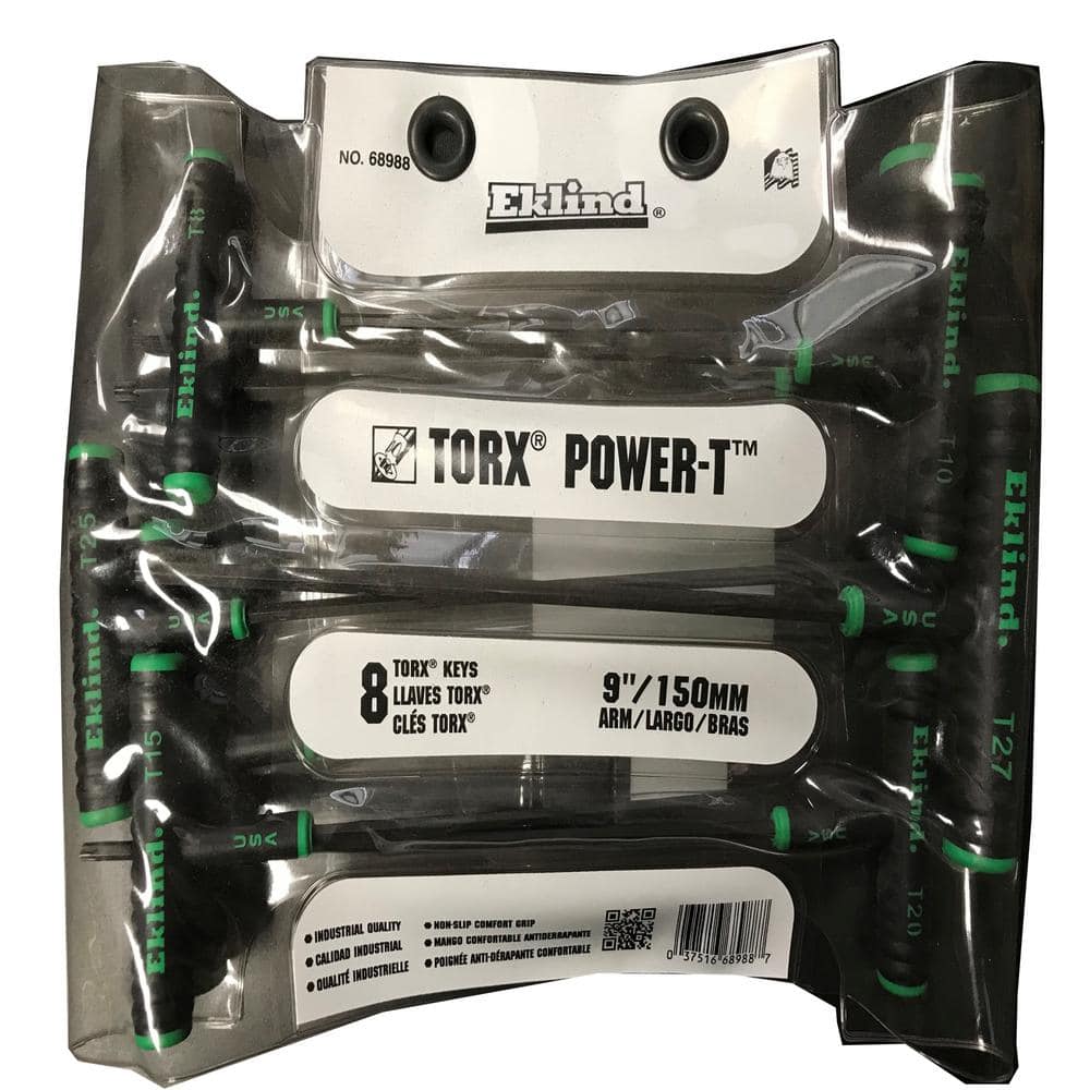 9 in. Shaft T8 to T40 Power-T Handle Torx Star Key (8-Piece Set)