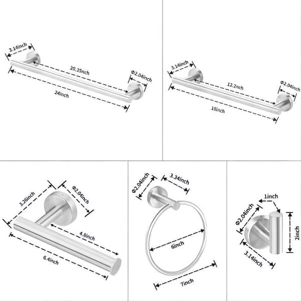 6-Piece Stainless Steel Bathroom Hand Towel Holder Rack Set Wall Mount in Brushed Nickel