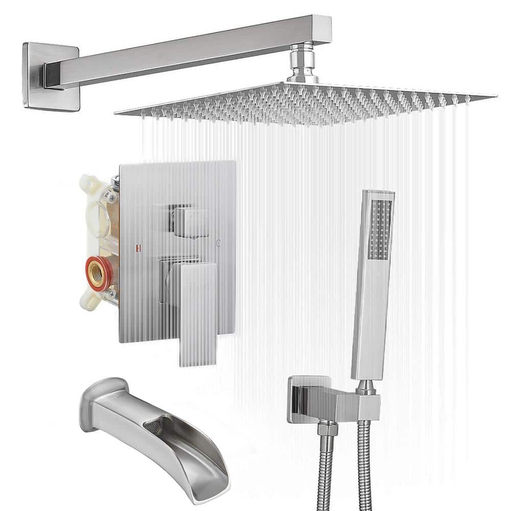 Wall Mounted Shower System with Tub Spout, 10 in. Rain Shower Head and Handheld Shower price history on PriceWatchPro