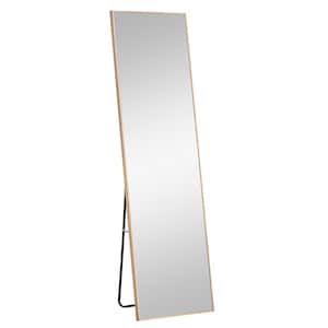 17 in. W x 60 in. H Light Oak Solid Pine Frame Full-Length Mirror - Versatile Floor Standing or Wall Mounted Design