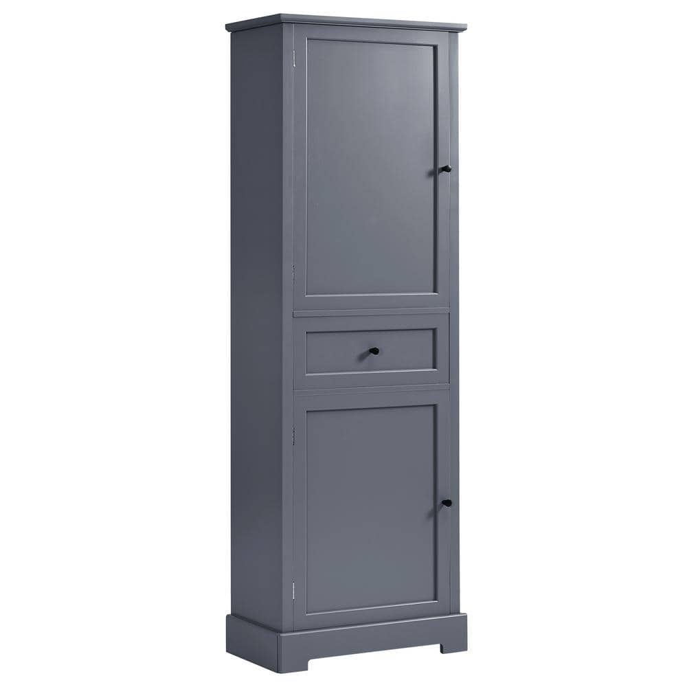 22 in. W x 12 in. D x 65 in. H Gray MDF Linen Cabinet with Adjustable Shelf